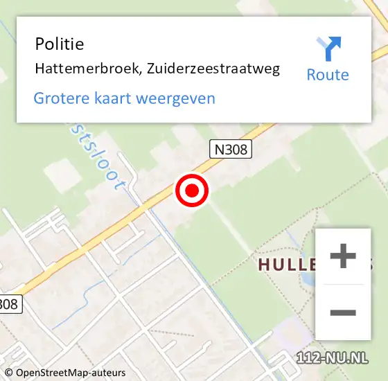 Locatie op kaart van de 112 melding: Politie Hattemerbroek, Zuiderzeestraatweg op 25 augustus 2022 17:07