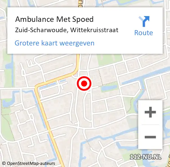 Locatie op kaart van de 112 melding: Ambulance Met Spoed Naar Zuid-Scharwoude, Wittekruisstraat op 25 augustus 2022 18:21