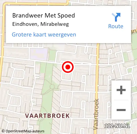 Locatie op kaart van de 112 melding: Brandweer Met Spoed Naar Eindhoven, Mirabelweg op 25 augustus 2022 20:48