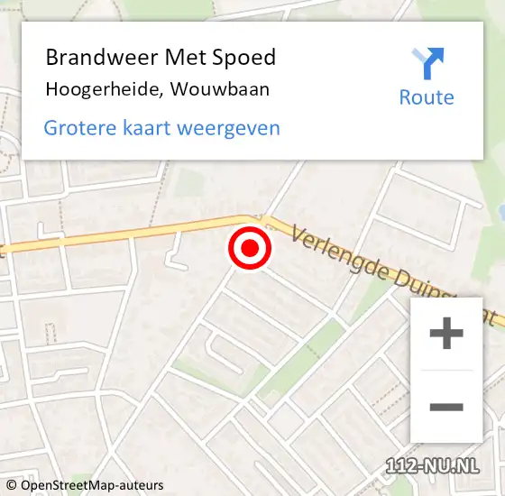 Locatie op kaart van de 112 melding: Brandweer Met Spoed Naar Hoogerheide, Wouwbaan op 25 augustus 2022 21:25