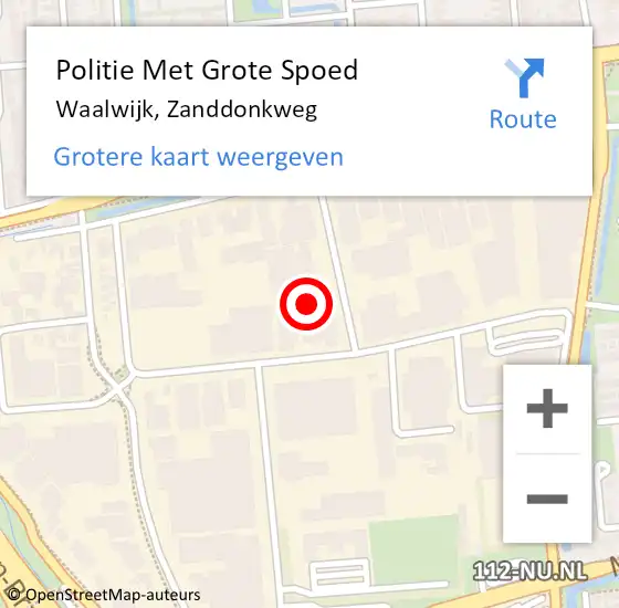 Locatie op kaart van de 112 melding: Politie Met Grote Spoed Naar Waalwijk, Zanddonkweg op 25 augustus 2022 21:25