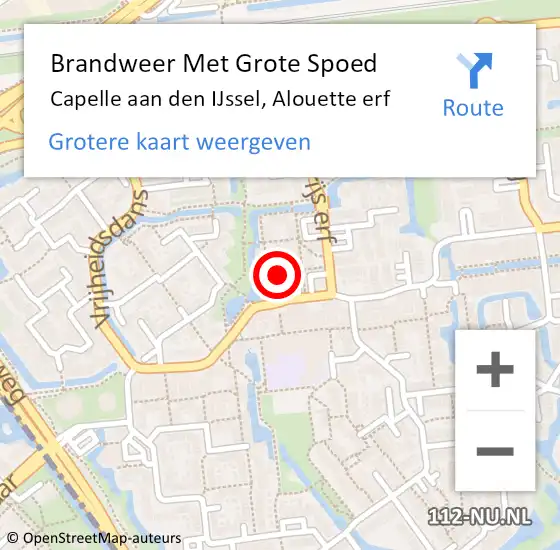 Locatie op kaart van de 112 melding: Brandweer Met Grote Spoed Naar Capelle aan den IJssel, Alouette erf op 25 augustus 2022 21:47