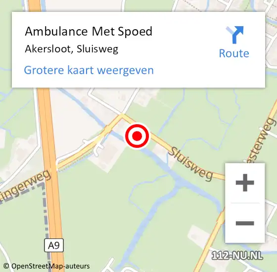 Locatie op kaart van de 112 melding: Ambulance Met Spoed Naar Akersloot, Sluisweg op 25 augustus 2022 23:12