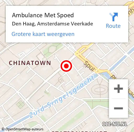 Locatie op kaart van de 112 melding: Ambulance Met Spoed Naar Den Haag, Amsterdamse Veerkade op 26 augustus 2022 00:08