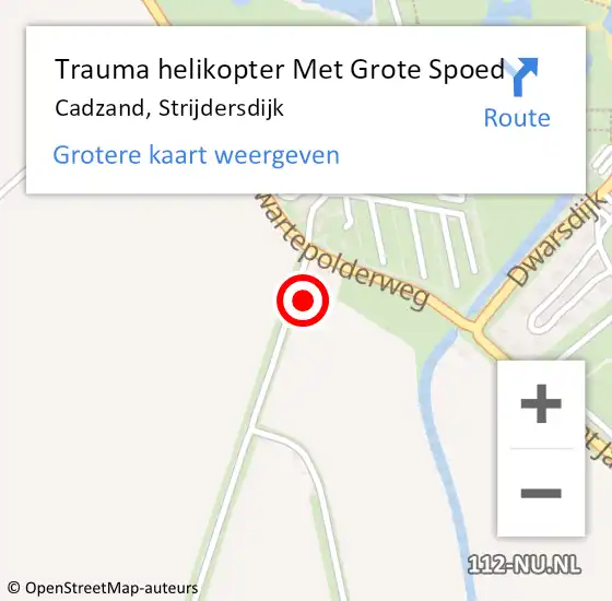 Locatie op kaart van de 112 melding: Trauma helikopter Met Grote Spoed Naar Cadzand, Strijdersdijk op 26 augustus 2022 01:52