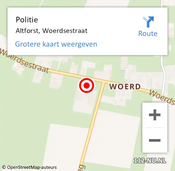Locatie op kaart van de 112 melding: Politie Altforst, Woerdsestraat op 26 augustus 2022 05:32