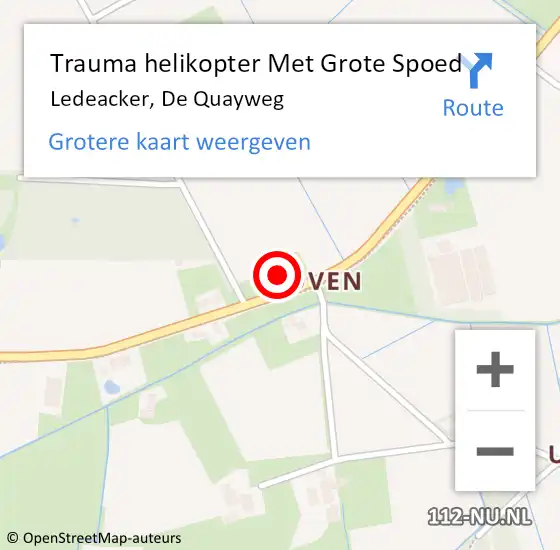 Locatie op kaart van de 112 melding: Trauma helikopter Met Grote Spoed Naar Ledeacker, De Quayweg op 26 augustus 2022 05:38