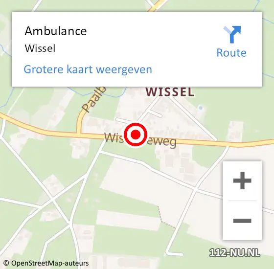 Locatie op kaart van de 112 melding: Ambulance Wissel op 26 augustus 2022 07:09