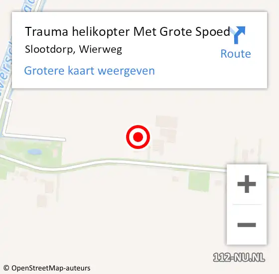 Locatie op kaart van de 112 melding: Trauma helikopter Met Grote Spoed Naar Slootdorp, Wierweg op 26 augustus 2022 10:33