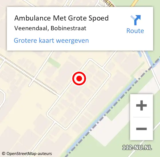 Locatie op kaart van de 112 melding: Ambulance Met Grote Spoed Naar Veenendaal, Bobinestraat op 26 augustus 2022 10:56
