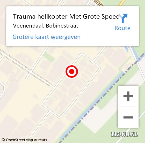 Locatie op kaart van de 112 melding: Trauma helikopter Met Grote Spoed Naar Veenendaal, Bobinestraat op 26 augustus 2022 10:57
