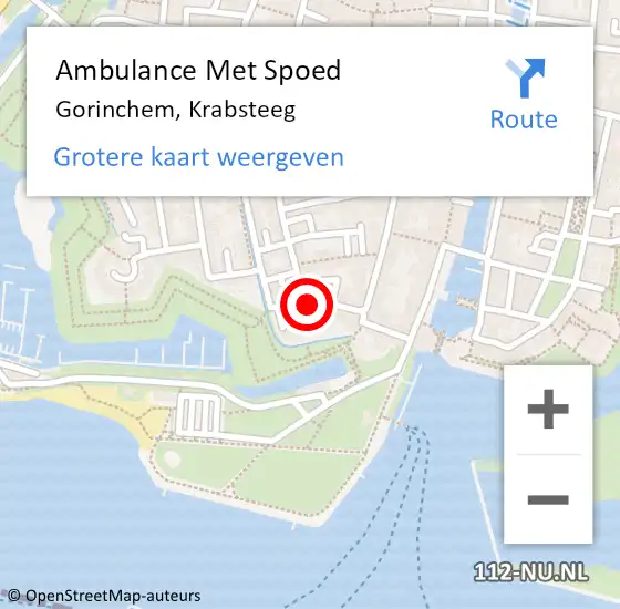 Locatie op kaart van de 112 melding: Ambulance Met Spoed Naar Gorinchem, Krabsteeg op 26 augustus 2022 11:53