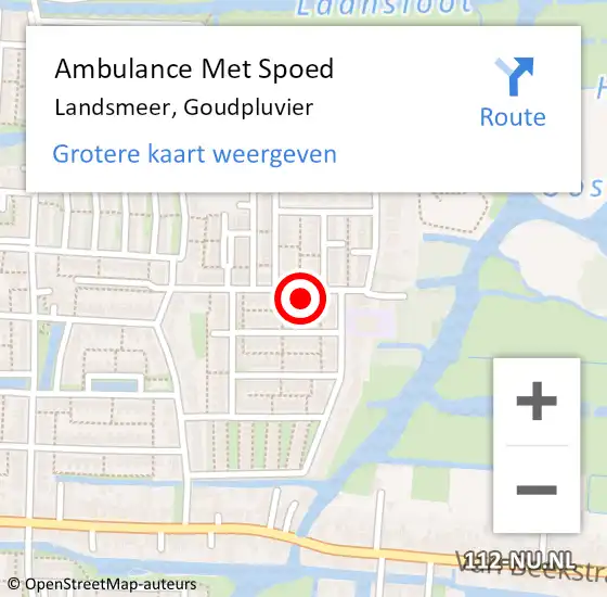 Locatie op kaart van de 112 melding: Ambulance Met Spoed Naar Landsmeer, Goudpluvier op 26 augustus 2022 12:52