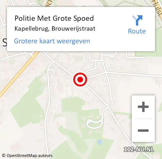 Locatie op kaart van de 112 melding: Politie Met Grote Spoed Naar Kapellebrug, Brouwerijstraat op 26 augustus 2022 13:45