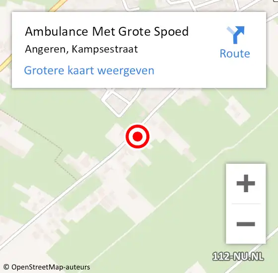 Locatie op kaart van de 112 melding: Ambulance Met Grote Spoed Naar Angeren, Kampsestraat op 26 augustus 2022 14:47