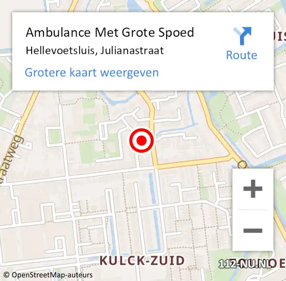 Locatie op kaart van de 112 melding: Ambulance Met Grote Spoed Naar Hellevoetsluis, Julianastraat op 26 augustus 2022 15:44