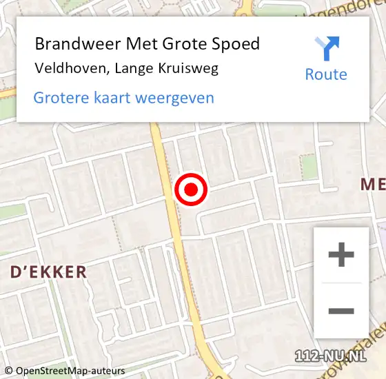 Locatie op kaart van de 112 melding: Brandweer Met Grote Spoed Naar Veldhoven, Lange Kruisweg op 26 augustus 2022 18:26