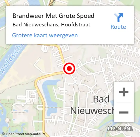 Locatie op kaart van de 112 melding: Brandweer Met Grote Spoed Naar Nieuweschans, Hoofdstraat op 26 augustus 2022 19:04