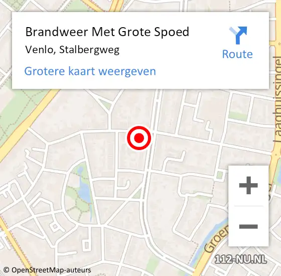 Locatie op kaart van de 112 melding: Brandweer Met Grote Spoed Naar Venlo, Stalbergweg op 26 augustus 2022 19:24