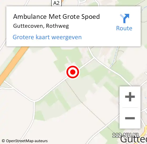 Locatie op kaart van de 112 melding: Ambulance Met Grote Spoed Naar Guttecoven, Rothweg op 27 juli 2014 19:12