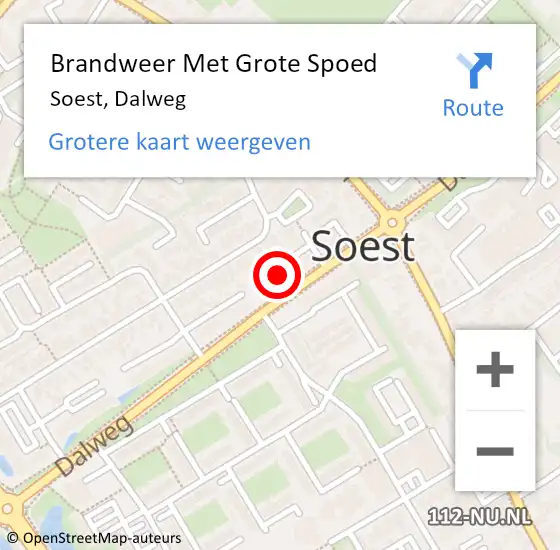 Locatie op kaart van de 112 melding: Brandweer Met Grote Spoed Naar Soest, Dalweg op 26 augustus 2022 22:21