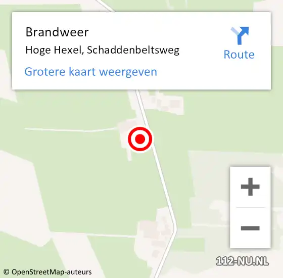 Locatie op kaart van de 112 melding: Brandweer Hoge Hexel, Schaddenbeltsweg op 27 augustus 2022 02:17