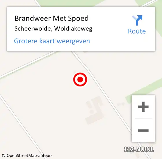 Locatie op kaart van de 112 melding: Brandweer Met Spoed Naar Scheerwolde, Woldlakeweg op 27 augustus 2022 02:20