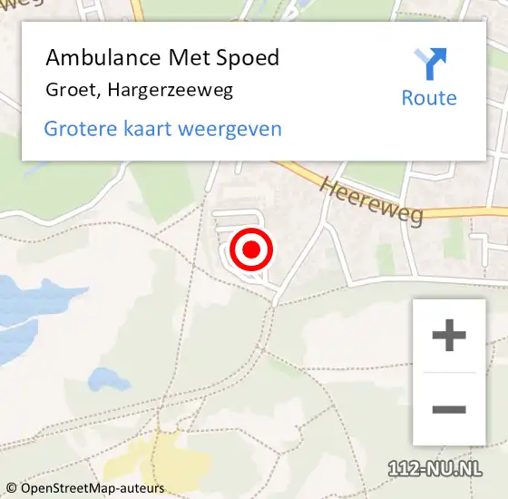 Locatie op kaart van de 112 melding: Ambulance Met Spoed Naar Groet, Hargerzeeweg op 27 augustus 2022 02:25