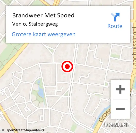 Locatie op kaart van de 112 melding: Brandweer Met Spoed Naar Venlo, Stalbergweg op 27 augustus 2022 02:30