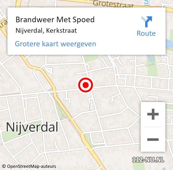 Locatie op kaart van de 112 melding: Brandweer Met Spoed Naar Nijverdal, Kerkstraat op 27 augustus 2022 03:15