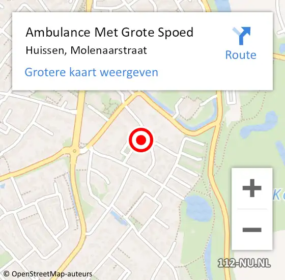 Locatie op kaart van de 112 melding: Ambulance Met Grote Spoed Naar Huissen, Molenaarstraat op 27 augustus 2022 03:34