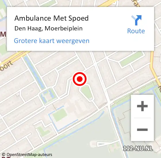 Locatie op kaart van de 112 melding: Ambulance Met Spoed Naar Den Haag, Moerbeiplein op 27 augustus 2022 07:31