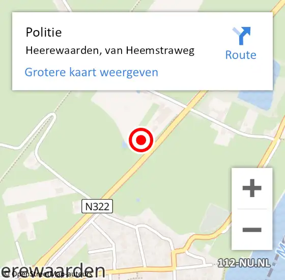 Locatie op kaart van de 112 melding: Politie Heerewaarden, van Heemstraweg op 27 augustus 2022 09:28