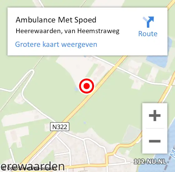 Locatie op kaart van de 112 melding: Ambulance Met Spoed Naar Heerewaarden, van Heemstraweg op 27 augustus 2022 09:30