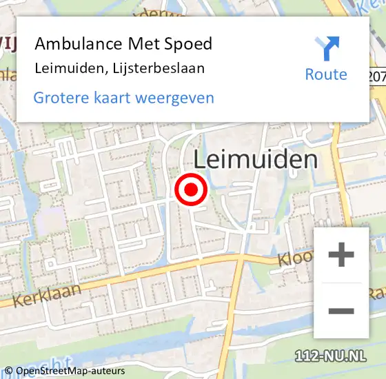 Locatie op kaart van de 112 melding: Ambulance Met Spoed Naar Leimuiden, Lijsterbeslaan op 27 augustus 2022 09:36