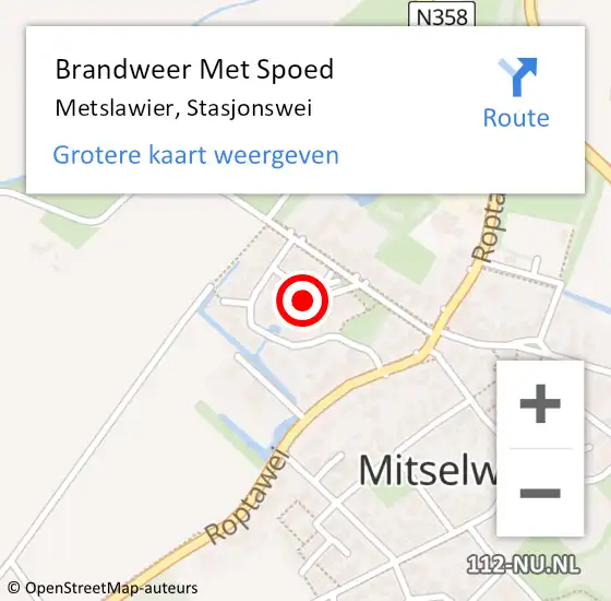 Locatie op kaart van de 112 melding: Brandweer Met Spoed Naar Metslawier, Stasjonswei op 27 augustus 2022 11:24