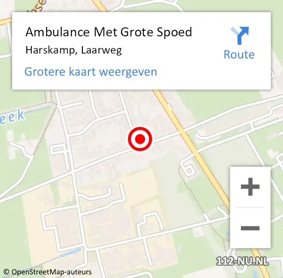 Locatie op kaart van de 112 melding: Ambulance Met Grote Spoed Naar Harskamp, Laarweg op 27 augustus 2022 11:43