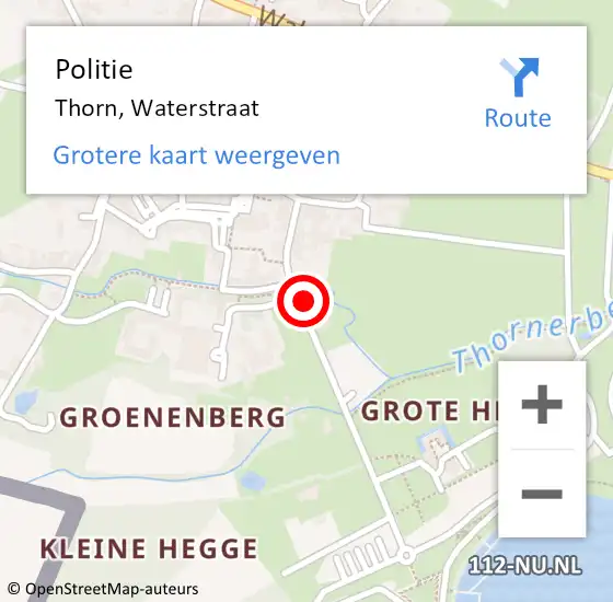 Locatie op kaart van de 112 melding: Politie Thorn, Waterstraat op 27 augustus 2022 11:55