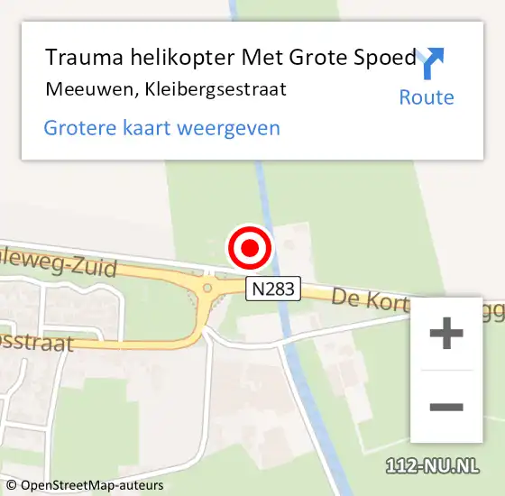 Locatie op kaart van de 112 melding: Trauma helikopter Met Grote Spoed Naar Meeuwen, Kleibergsestraat op 27 augustus 2022 13:23