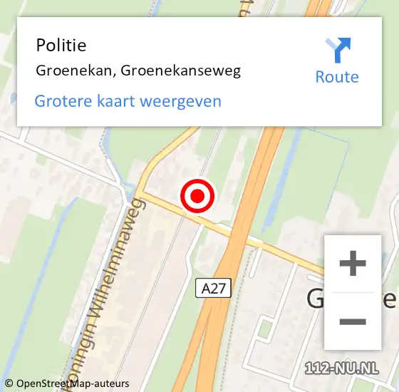 Locatie op kaart van de 112 melding: Politie Groenekan, Groenekanseweg op 27 augustus 2022 14:25