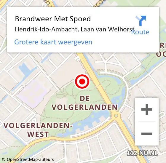 Locatie op kaart van de 112 melding: Brandweer Met Spoed Naar Hendrik-Ido-Ambacht, Laan van Welhorst op 27 augustus 2022 14:26