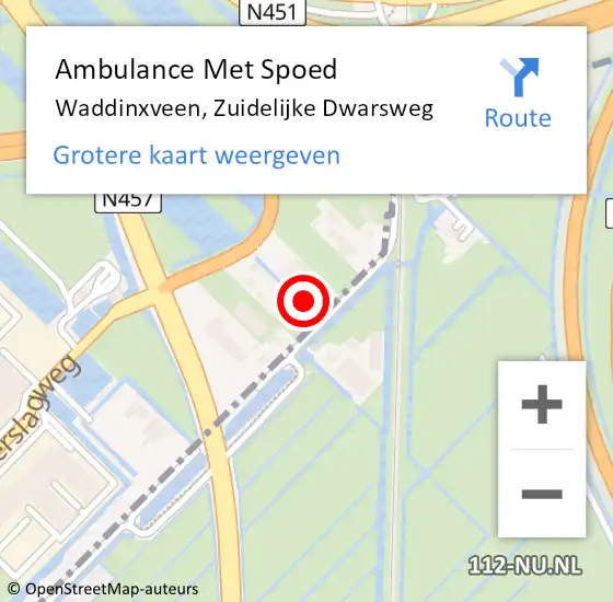 Locatie op kaart van de 112 melding: Ambulance Met Spoed Naar Waddinxveen, Zuidelijke Dwarsweg op 27 augustus 2022 15:48