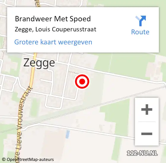 Locatie op kaart van de 112 melding: Brandweer Met Spoed Naar Zegge, Louis Couperusstraat op 27 augustus 2022 16:29
