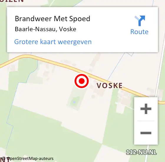 Locatie op kaart van de 112 melding: Brandweer Met Spoed Naar Baarle-Nassau, Voske op 27 augustus 2022 16:32