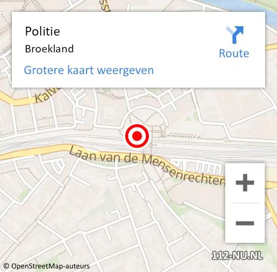 Locatie op kaart van de 112 melding: Politie Broekland op 27 augustus 2022 18:01