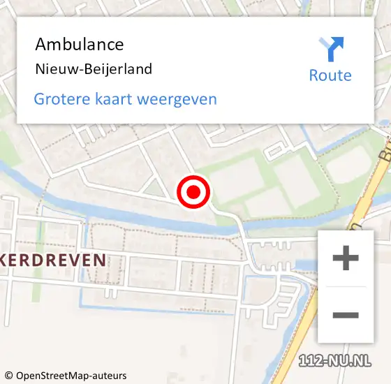 Locatie op kaart van de 112 melding: Ambulance Nieuw-Beijerland op 27 augustus 2022 18:12