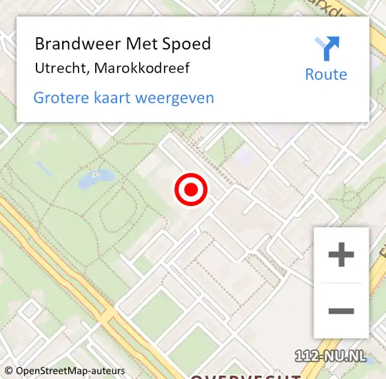 Locatie op kaart van de 112 melding: Brandweer Met Spoed Naar Utrecht, Marokkodreef op 27 augustus 2022 20:00
