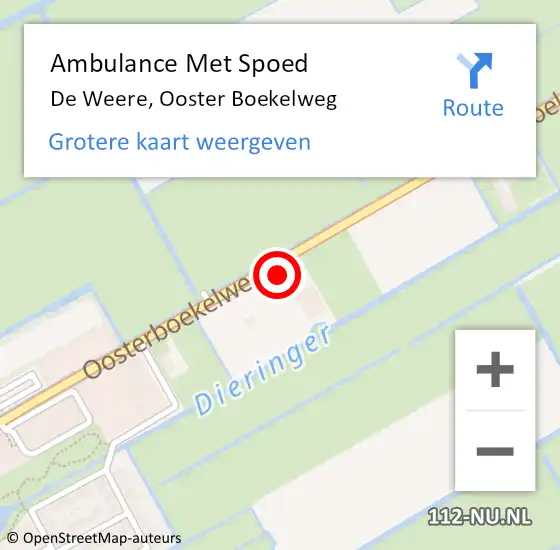 Locatie op kaart van de 112 melding: Ambulance Met Spoed Naar De Weere, Ooster Boekelweg op 28 augustus 2022 01:29