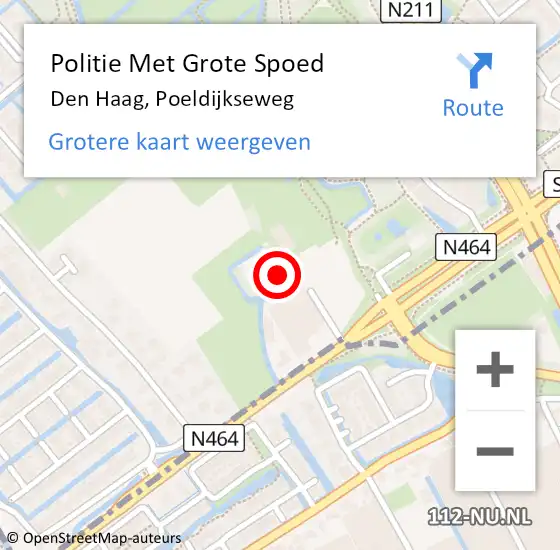 Locatie op kaart van de 112 melding: Politie Met Grote Spoed Naar Den Haag, Poeldijkseweg op 28 augustus 2022 05:02