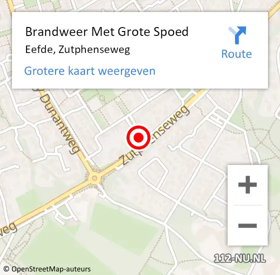Locatie op kaart van de 112 melding: Brandweer Met Grote Spoed Naar Eefde, Zutphenseweg op 28 augustus 2022 09:44